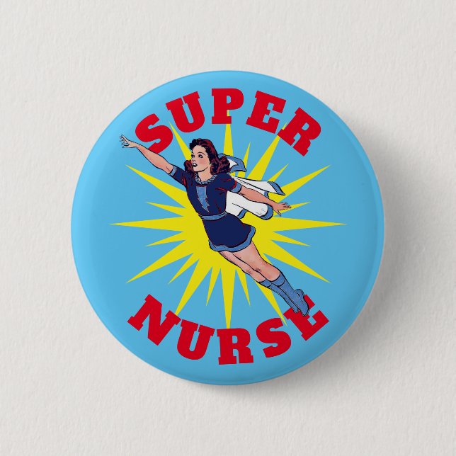 Super Nurse Hero Woman Template 6 Cm Round Badge (Front)