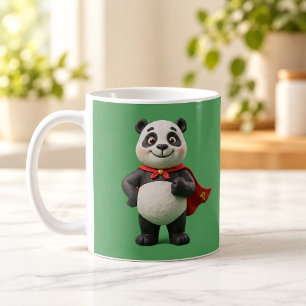 Super Panda Hero Cute Clay Cartoon Mug