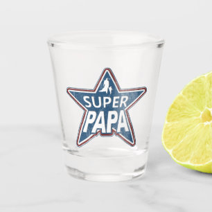 Super Papa Red White and Blue Shot Glass