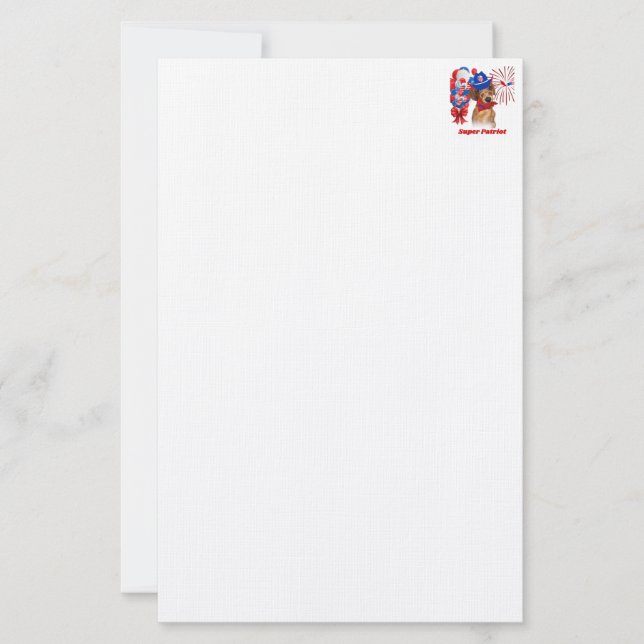 Super Patriot Dachshund Stationery (Front)