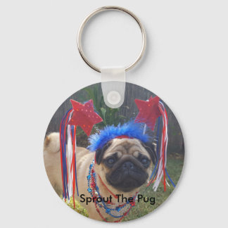 Super Patriotic Pug Key Ring