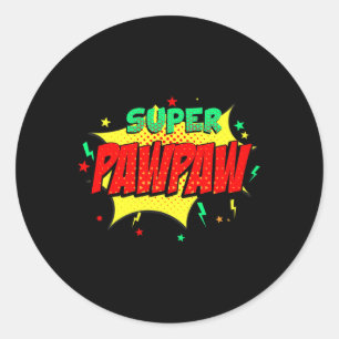 Super Pawpaw Comic Themed Style Superhero Fathers Classic Round Sticker