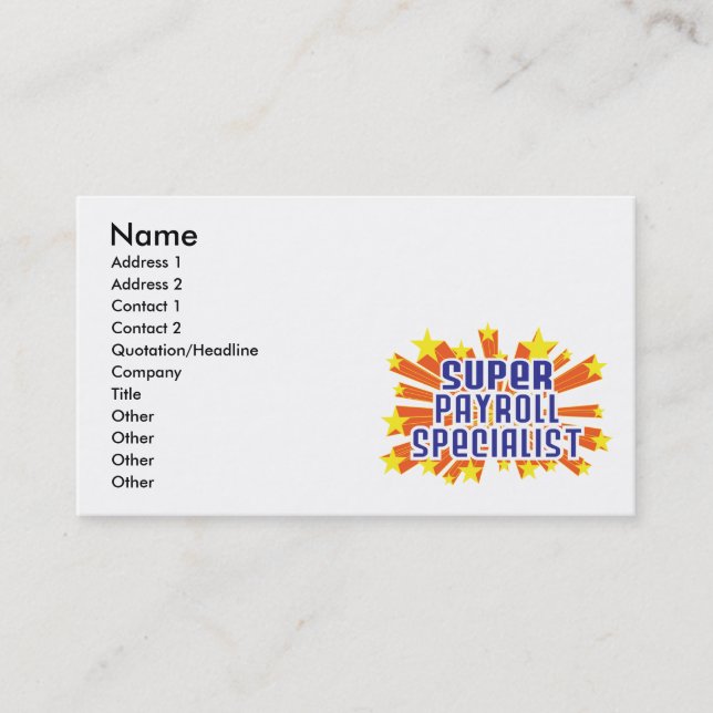 Super Payroll Specialist Business Card (Front)
