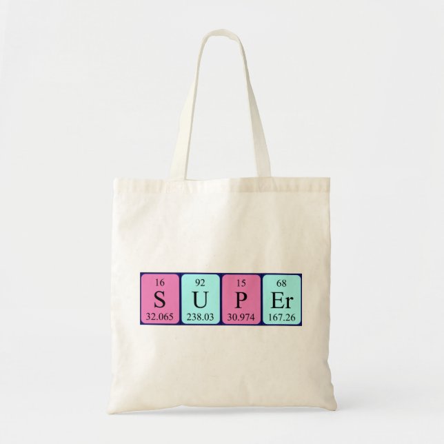 Super periodic table name tote bag (Front)