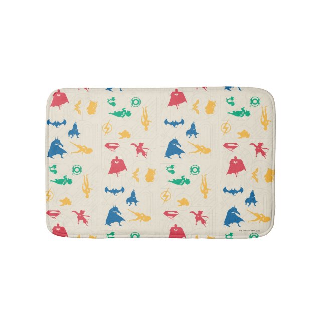 Super-Pets & Justice League Silhouette Pattern Bath Mat (Front)