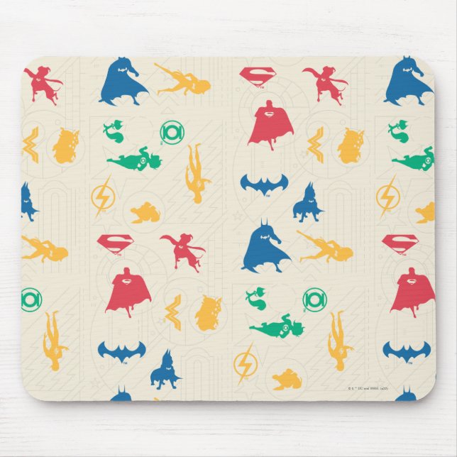Super-Pets & Justice League Silhouette Pattern Mouse Pad (Front)