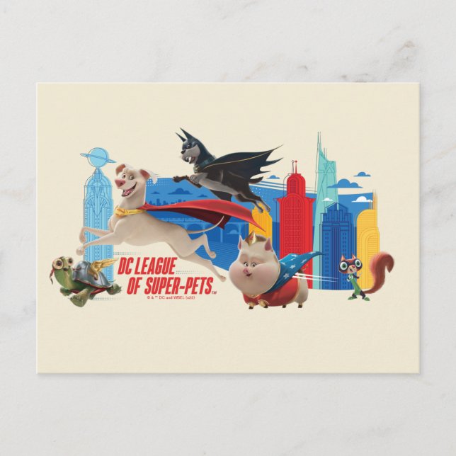 Super-Pets Patrolling Metropolis Postcard (Front)