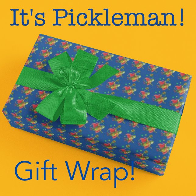 Super Pickleman  Red Green Blue Wrapping Paper (Fun pickleball themed wrapping paper!)