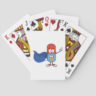 Super Pill Cartoon Hero Character Playing Cards