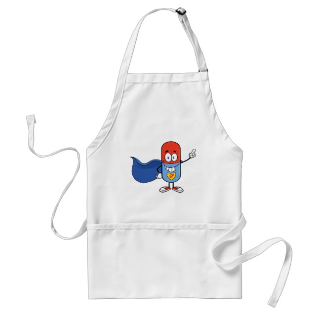 Super Pill Cartoon Hero Character Standard Apron (Front)