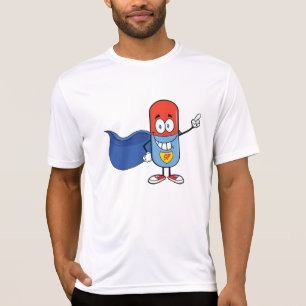 Super Pill Cartoon Hero Character T-Shirt