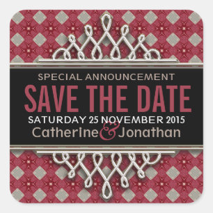 Super Pinky Gold Diamonds Save the Date Sticker