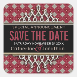 Super Pinky Gold Diamonds Save the Date Sticker