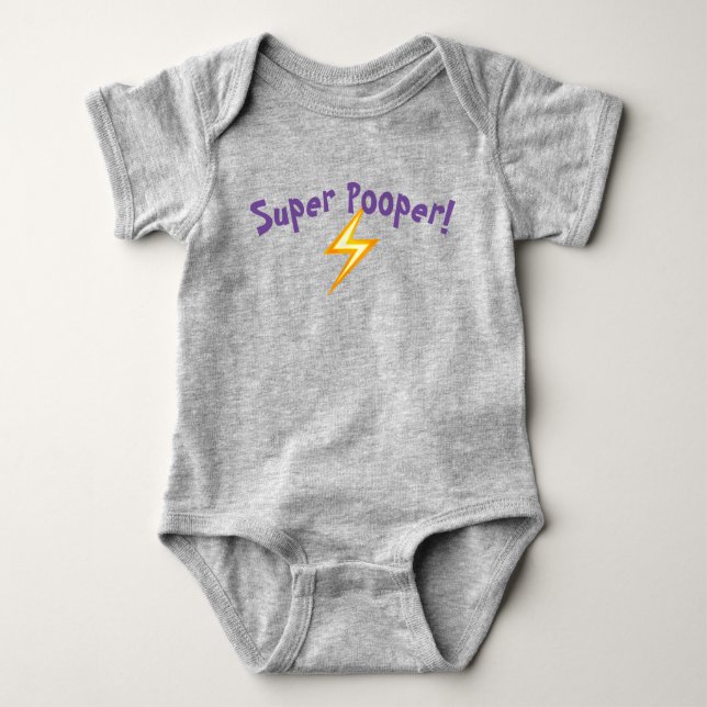 Super Pooper Body Suit Baby Bodysuit (Front)