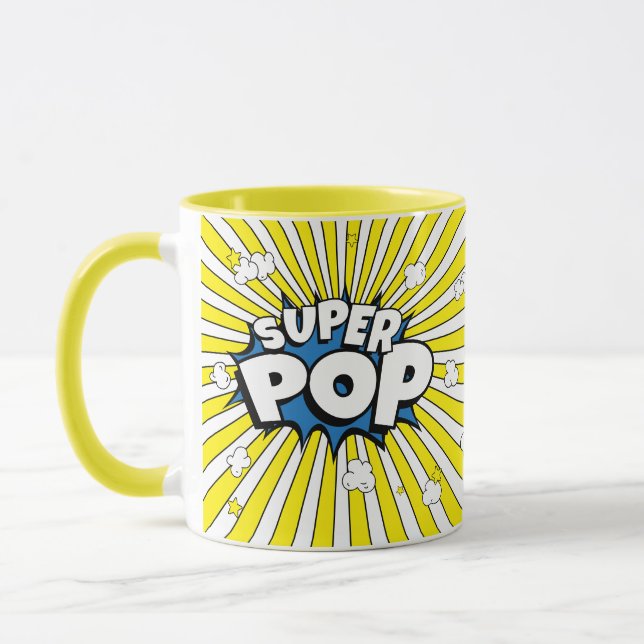 SUPER POP! Comic Book Pop Art Popcorn Pun  Mug (Left)