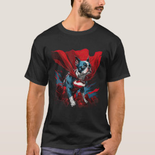Super Power Superhero Boston Terrier Dog for Men T-Shirt