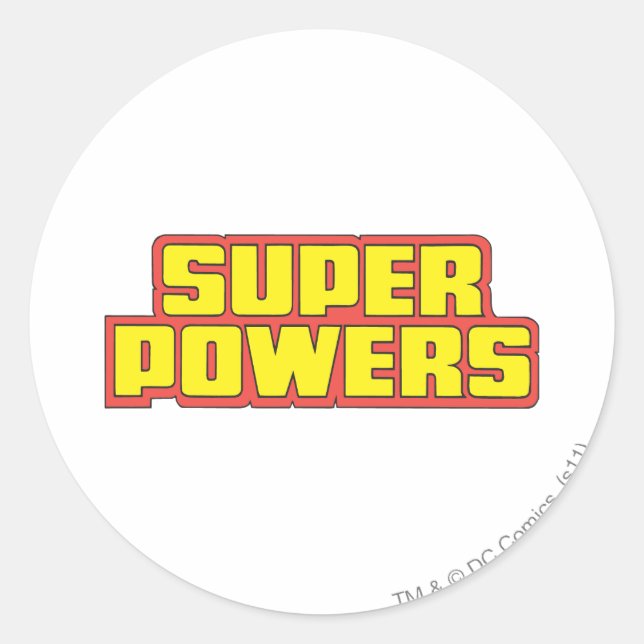 Super Powers™  Logo Yellow Classic Round Sticker (Front)