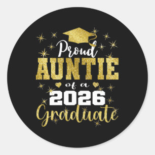 Super Proud Auntie Of 2026 Graduate Senior Graduat Classic Round Sticker