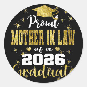 Super Proud Mother In Law Of 2026 Graduate Graduat Classic Round Sticker