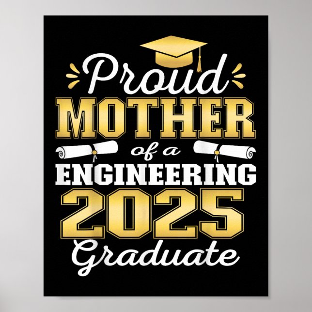 Super Proud Mother Of 2025 Engineering Graduate Fa Poster (Front)