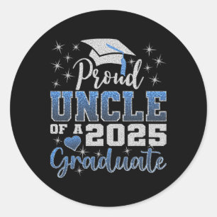 Super Proud Uncle Of 2025 Graduate Awesome Family Classic Round Sticker