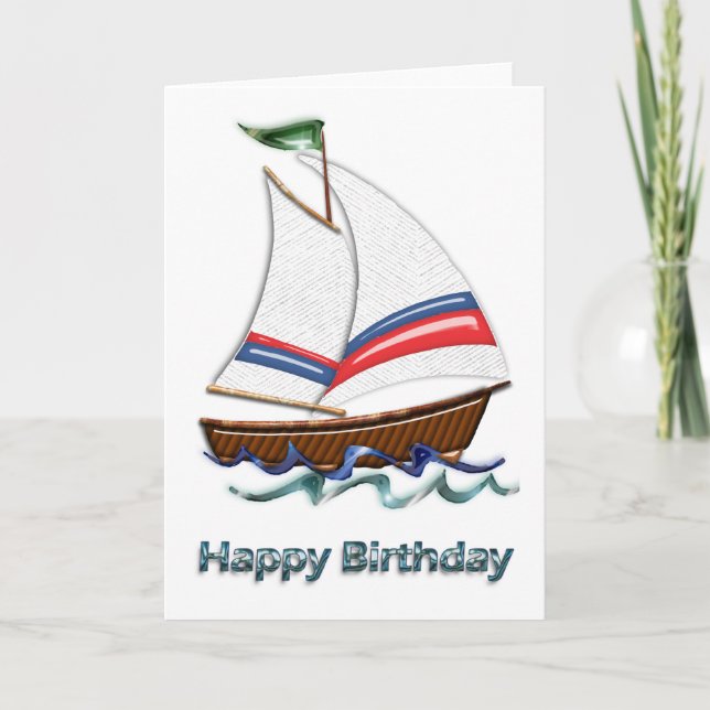 Super Sailboat Birthday Card (Front)