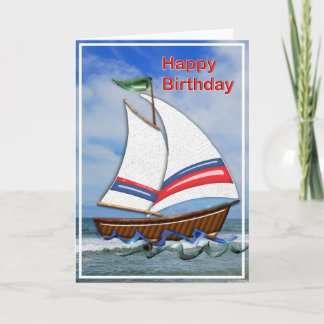 Super Sailboat on the High Seas Birthday Card