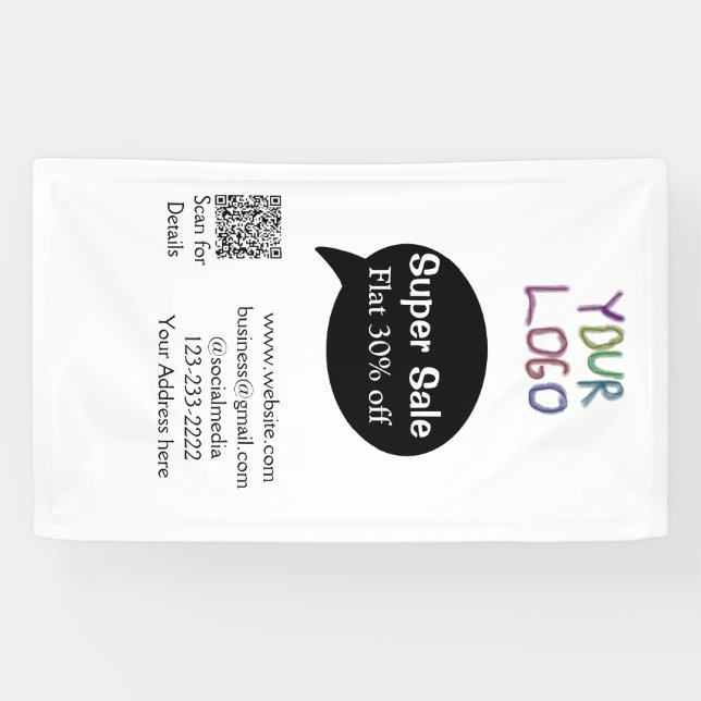 super sale business discount scan QR code details  Banner (Horizontal)