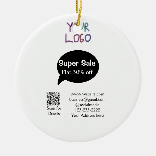 super sale business discount scan QR code details  Ceramic Tree Decoration (Front)