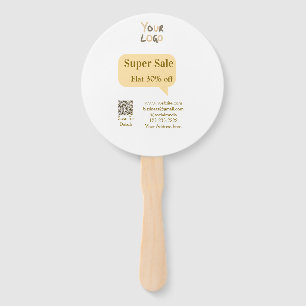 super sale business discount scan QR code details  Hand Fan