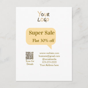 super sale business discount scan QR code details  Holiday Postcard