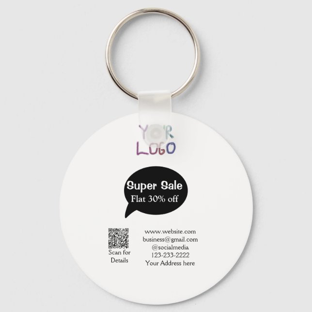 super sale business discount scan QR code details  Key Ring (Front)