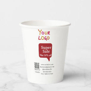 super sale business discount scan QR code details Paper Cups