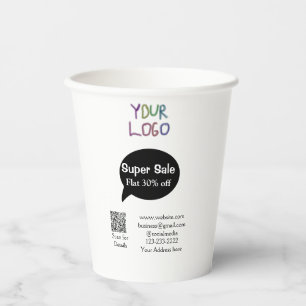super sale business discount scan QR code details  Paper Cups