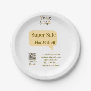 super sale business discount scan QR code details Paper Plate