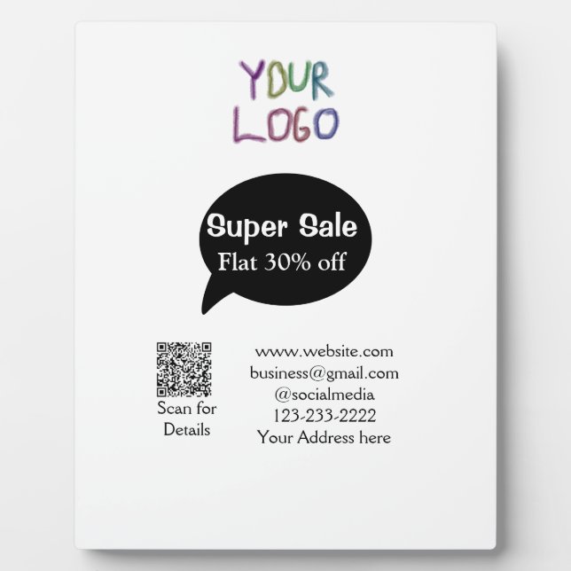 super sale business discount scan QR code details  Plaque (Front)