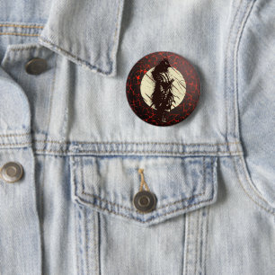 Super Samurai Warrior Silhouette Design 6 Cm Round Badge
