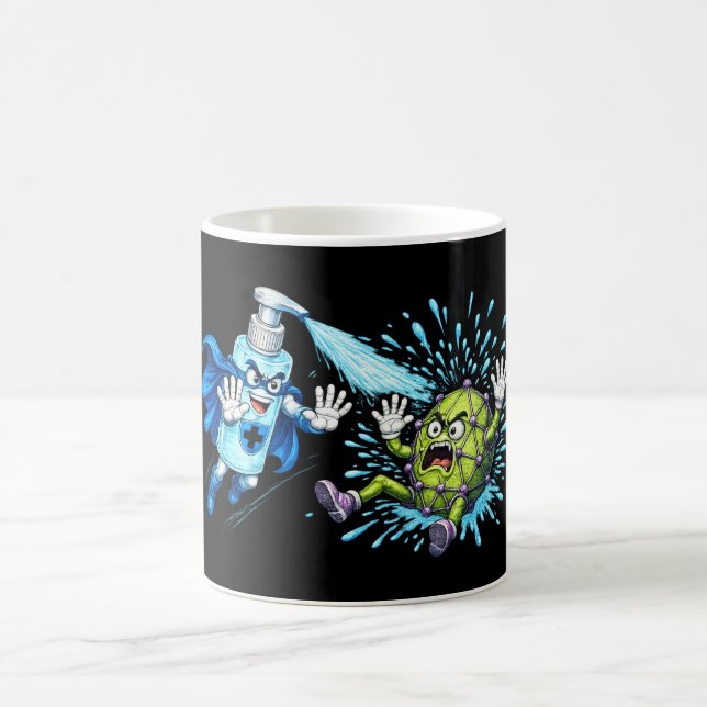 Super Sanitizer vs. Germ Monster  Coffee Mug (Center)