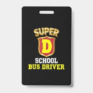 Super School Bus Driver Back To School Hero Kids ID Badge