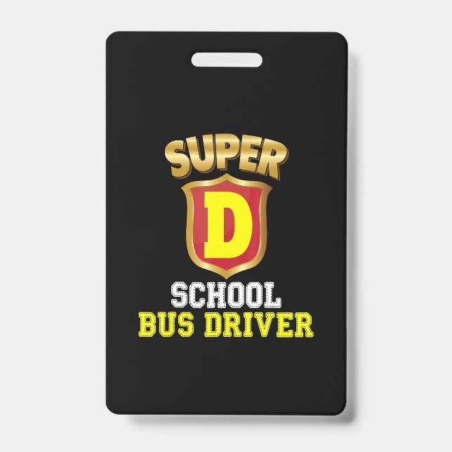 Super School Bus Driver Back To School Hero Kids ID Badge (Front)