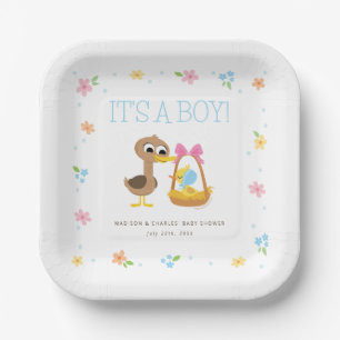 Super Simple 5 Little Ducks Boy Baby Shower Paper Plate