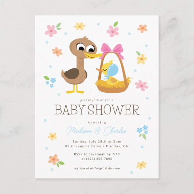 Super Simple | 5 Little Ducks Boy Baby Shower Postcard (Front)
