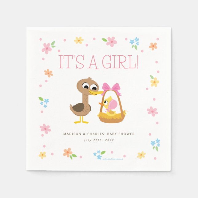 Super Simple | 5 Little Ducks Girl Baby Shower Napkin (Front)