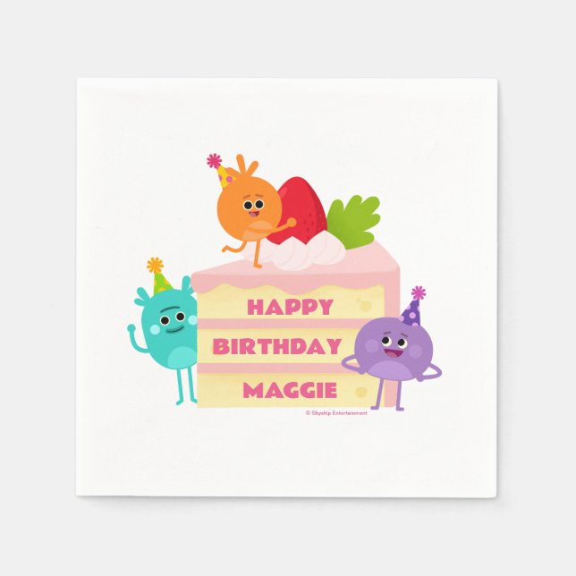 Super Simple Bumble Nums Birthday Cake Napkin (Front)