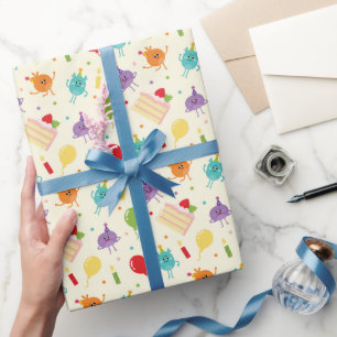 Super Simple   Bumble Nums Birthday Cake Pattern Wrapping Paper