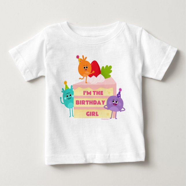 Super Simple | Bumble Nums Cake - Birthday Girl Baby T-Shirt (Front)