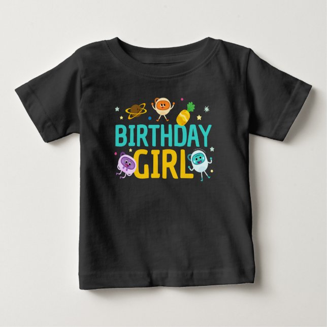 Super Simple | Bumble Nums Space Birthday Girl Baby T-Shirt (Front)