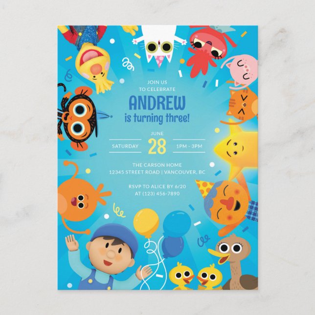 Super Simple Character Confetti Birthday  Postcard (Front)
