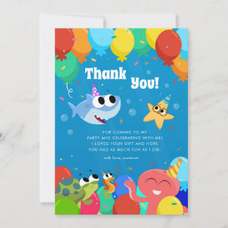 Super Simple | Finny the Shark Ballons Birthday Thank You Card