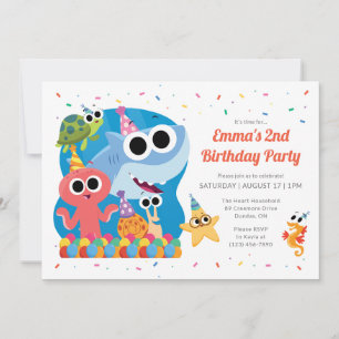Super Simple   Finny the Shark Confetti Birthday Invitation